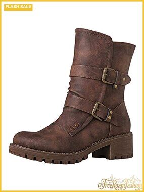 GLOBALWIN Women's Faux Leather Faux Fur Lined Ankle Boots